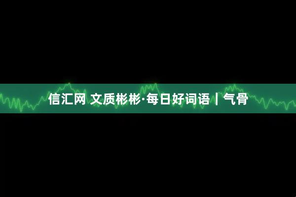 信汇网 文质彬彬·每日好词语｜气骨