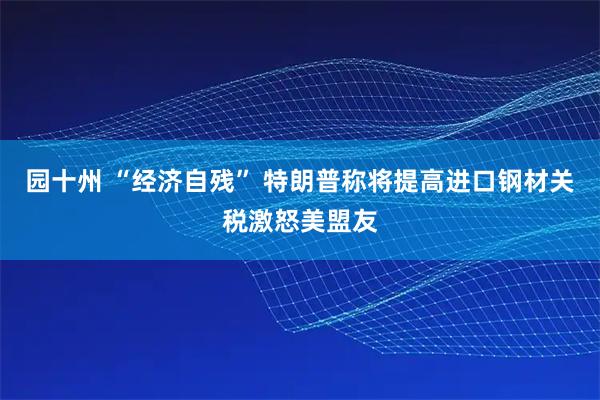 园十州 “经济自残” 特朗普称将提高进口钢材关税激怒美盟友
