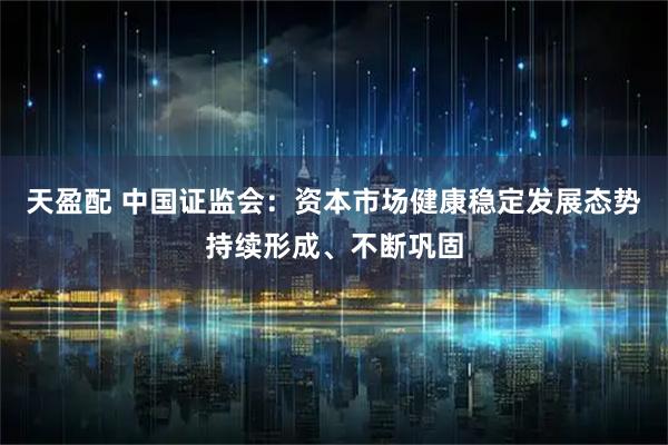 天盈配 中国证监会：资本市场健康稳定发展态势持续形成、不断巩固