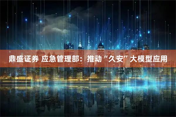 鼎盛证券 应急管理部：推动“久安”大模型应用